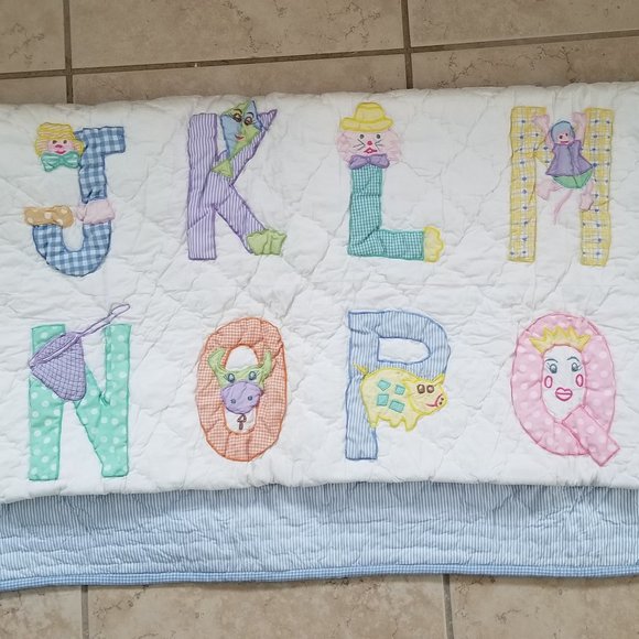 RARE KIDSLINE CLASSIC ALPHABET STRIPE BABY NURSERY CRIB COMFORTER QUILT THROW - Picture 4 of 11